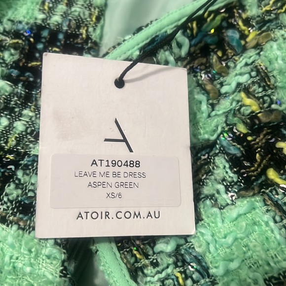 Atoir “Leave Me Be” Aspen Green Dress | Plaid Tweed Mini‎ Dress, Size XS/6 - Picture 6 of 7